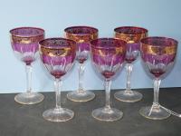 694 · SET OF 6 OVERLAY GLASS WINE GO