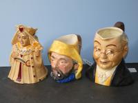 714 · 3 ENGLISH CHARACTER JUGS TALLE