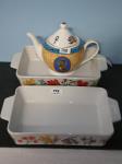 732 · 2 CERAMIC DISHES & AN EGYPTIAN