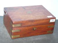 MAHOGANY BRASS BOUND DEED BOX
