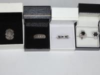 799 · 3 STERLING SILVER RINGS & A PA