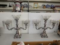 PAIR OF SILVER PLATED & CRYSTA