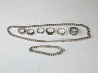 900 · ASSORTED RINGS AND A STERLING