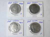 907 · 4 ENGLISH HALF CROWNS
