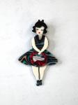 908 · DECO STYLE DANCING GIRL BROOCH