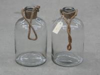 1246 · PAIR OF GLASS JARS WITH ROPE H