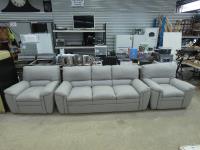 1283 · 3 PIECE GREY LEATHER LAZ-BOY L