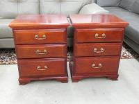 1291 · PAIR STAINED 3 DRAWER BEDSIDE
