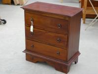 1295 · TEAK 3 DRAWER CHEST H-67 W-62