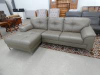 1302 · TAUPE LEATHER 3 SEATER SOFA WI