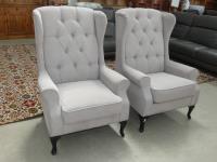 1307 · PAIR OF GREY FABRIC WING BACK