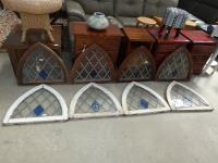 1446 · 8 ARCH SHAPED PINE FRAMED LEAD