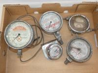 5 VINTAGE REDEX GAUGES