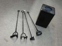 TIN WITH 4 OLD BRANDING IRONS