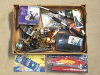 TRAY WITH FISHING REELS, TELES