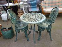 1761 · GREEN PAINTED CAST IRON 3 PIEC