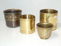 4 Small Brass Planters Includi