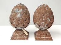 Pair Of Rusticated Tin Articho