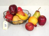 Wire Fruit Bowl Of Faux Fruit