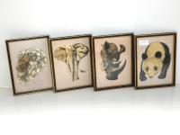214 · 4 ANIMAL ARTWORKS IN FOIL SCRA