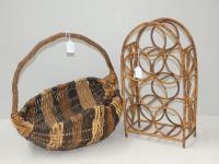 246 · WOVEN HANDLED BASKET & BAMBOO