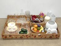 355 · 4 BOXES OF CERAMIC FRUIT, GLAS