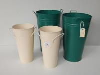 412 · 4 METAL BUCKETS (TALLEST H-38