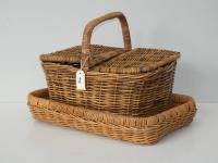 449 · CANE HAMPER & A WOVEN TRAY