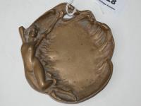 618 · ART NOUVEAU BRASS DISH WITH NU