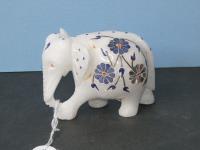 Carved & Inlaid Onyx Elephant