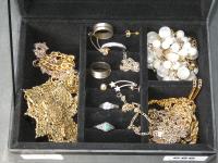 Glass Jewellery Box & Contents