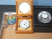667 · 2 MINIATURE CLOCKS, SCENT BOTT
