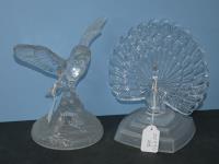 2 Moulded Glass Bird Figures H