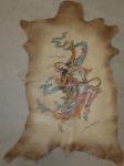 752 · PAINTING ON LEATHER HIDE OF MI