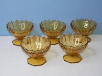 Set 5 Amber Glass Dessert Bowl