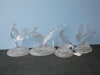 4 Moulded Glass Figures Of Bir