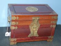 BRASS BOUND TEAK JEWELLERY BOX