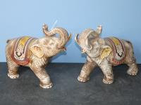 PAIR OF CHINA ELEPHANT FIGURES