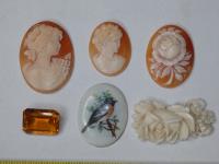 Group Of Cameos, Gemstones Etc