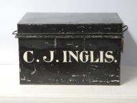 1382 · VINTAGE TIN TRUNK, CJ INGLIS,