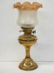 1493 · BRASS OIL LAMP WITH GLASS SHAD