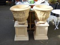 1722 · 2 LARGE CONCRETE PLANTERS ON P