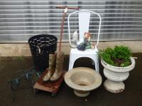 1788 · METAL CHAIR, CONCRETE PLANTER,