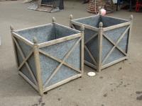 1804 · 2 LARGE TIMBER & METAL PLANTER