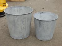 1822 · 2 LARGE GALVANISED PLANTERS H-6