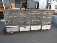 1828 · RUSTIC 16 DRAWER PINE TOP WORK