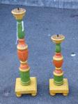 1875 · 2 PAINTED TIMBER CANDLE HOLDER