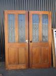 PAIR OF LEADLIGHT GLAZED DOORS