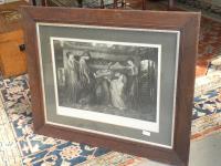 970 · OAK FRAMED ENGRAVING 'ROMANTIC