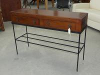 1179 · 2 DRAWER WOODEN & METAL BASE S